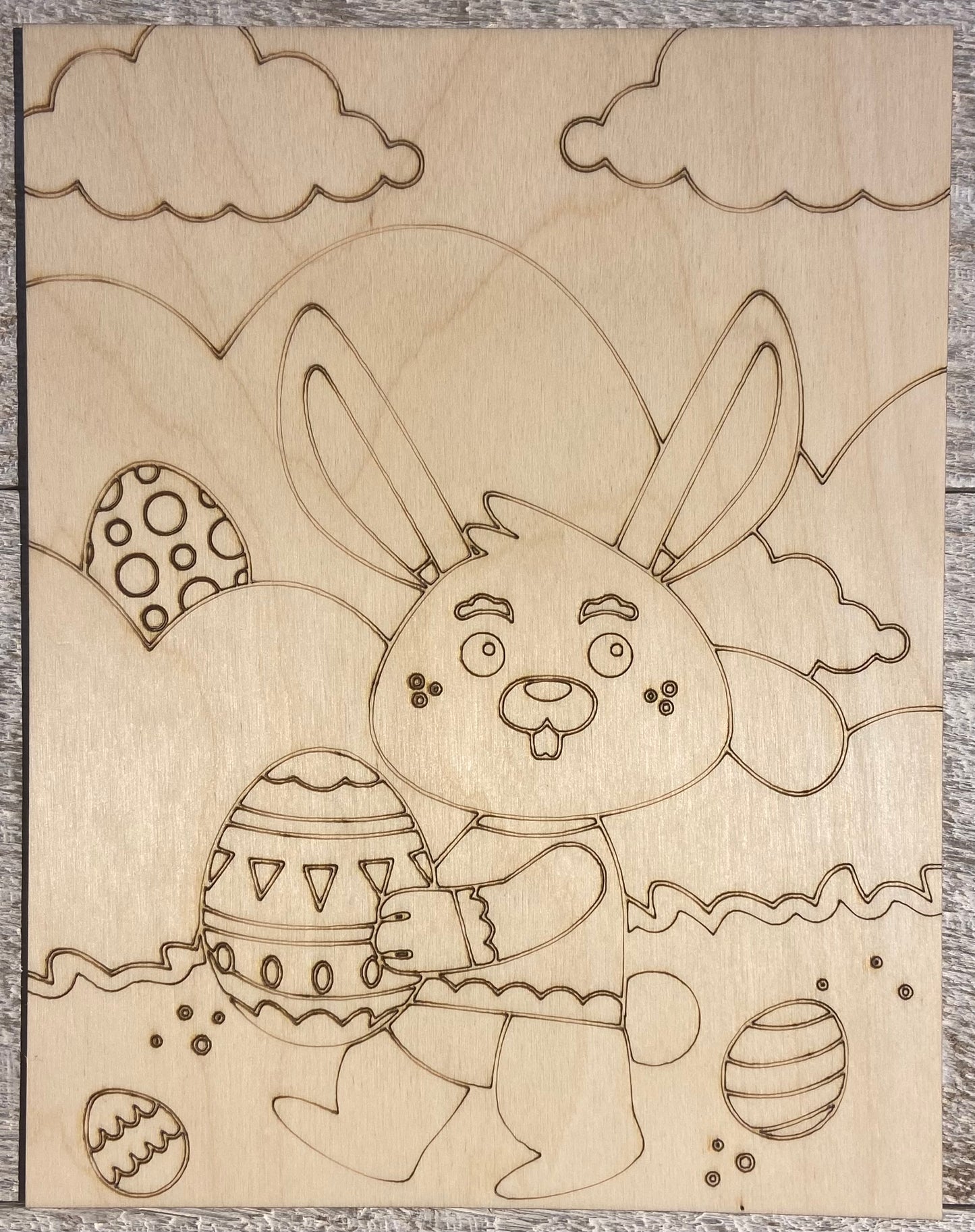 Wood Coloring Board - 1/8" Plywood - 7x9 Easter Bunny 3