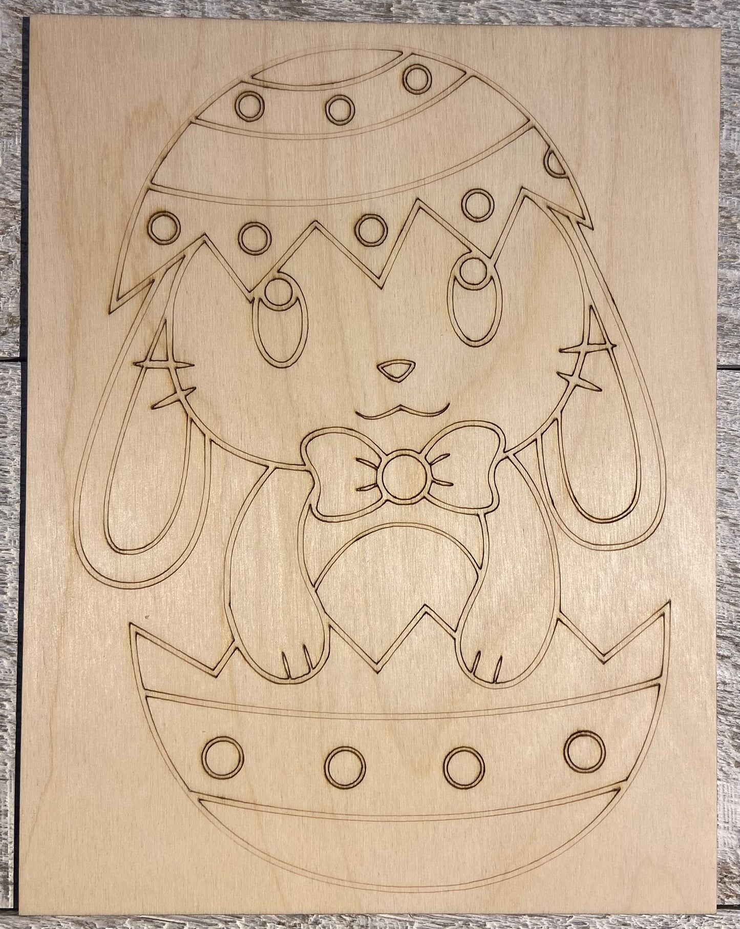 Wood Coloring Board - 1/8" Plywood - 7x9 Bunny in Egg
