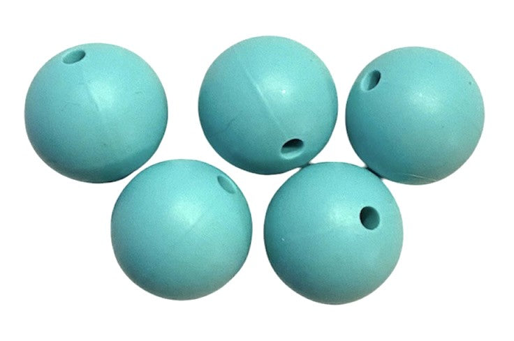 15mm Round Silicone Beads 5/pack - Robin's Egg Blue - SB004