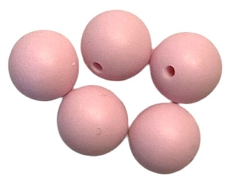 15mm Round Silicone Beads 5/pack - Light Pink - SB005