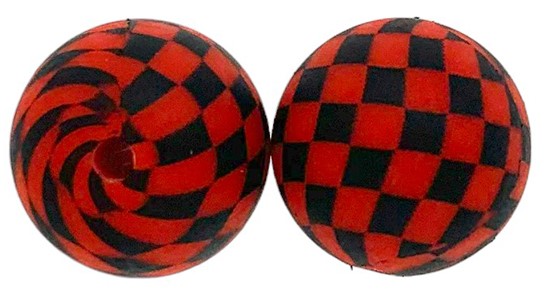 15mm Printed Silicone Beads 5/pack - Checkered Scarlet - SB116