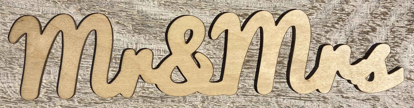 Unfinished 1/8" Plywood Word - Mr & Mrs - #W002