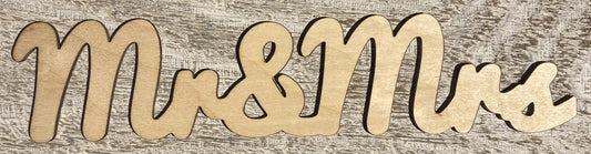 Unfinished 1/8" Plywood Word - Mr & Mrs - #W002