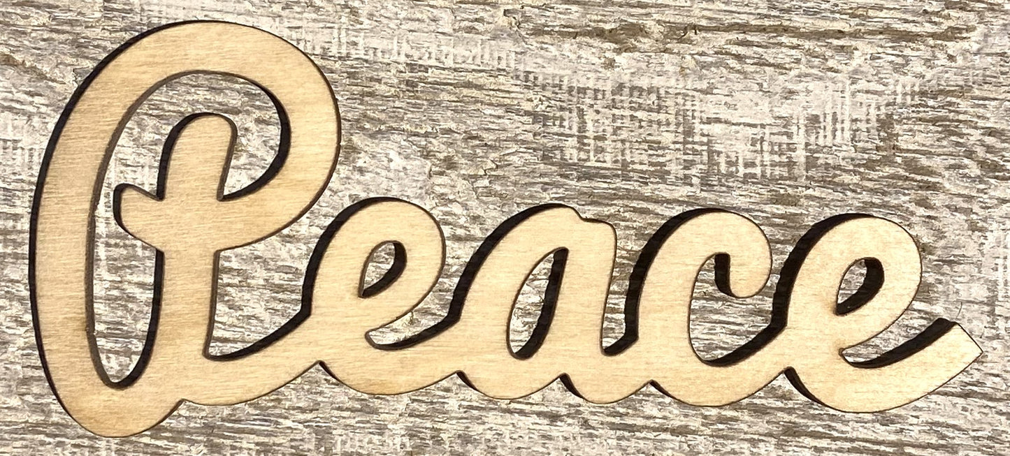 Unfinished 1/8" Plywood Word - Peace - #W003