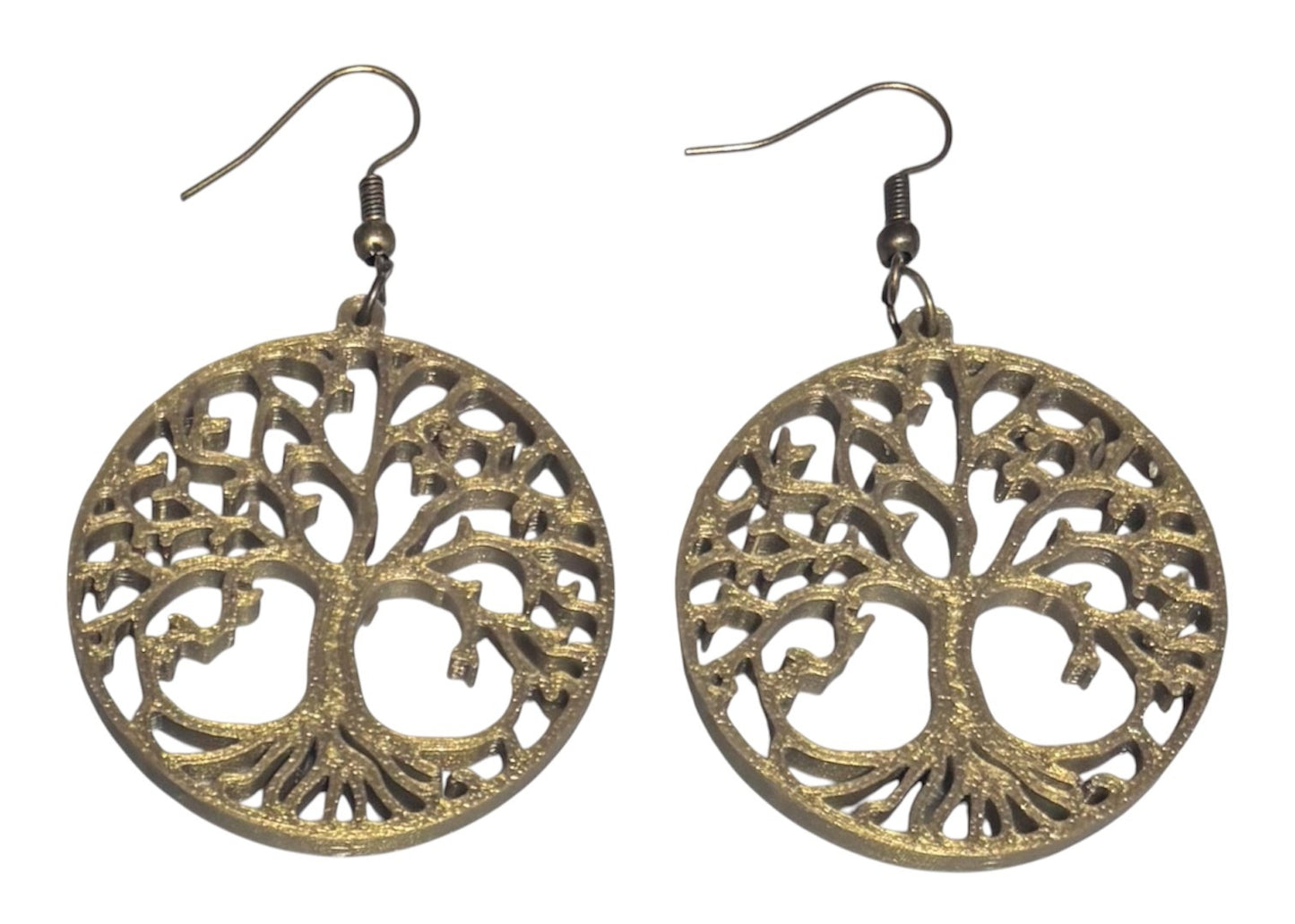 3D Printed Earrings - 1.5" x 2.25" Tree of Life - BRONZE
