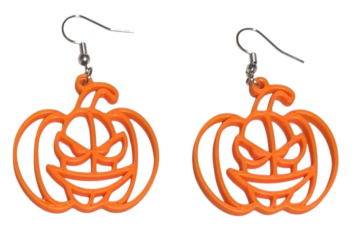 3D Printed Earrings - 2.25" x 1.5" - Pumpkin 2 - ORANGE