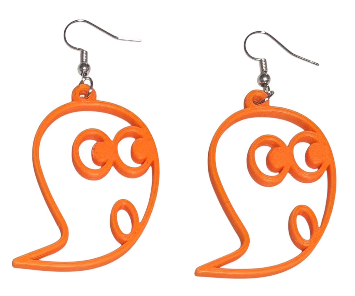 3D Printed Earrings - 2.5" x 1.25" - Ghost - ORANGE