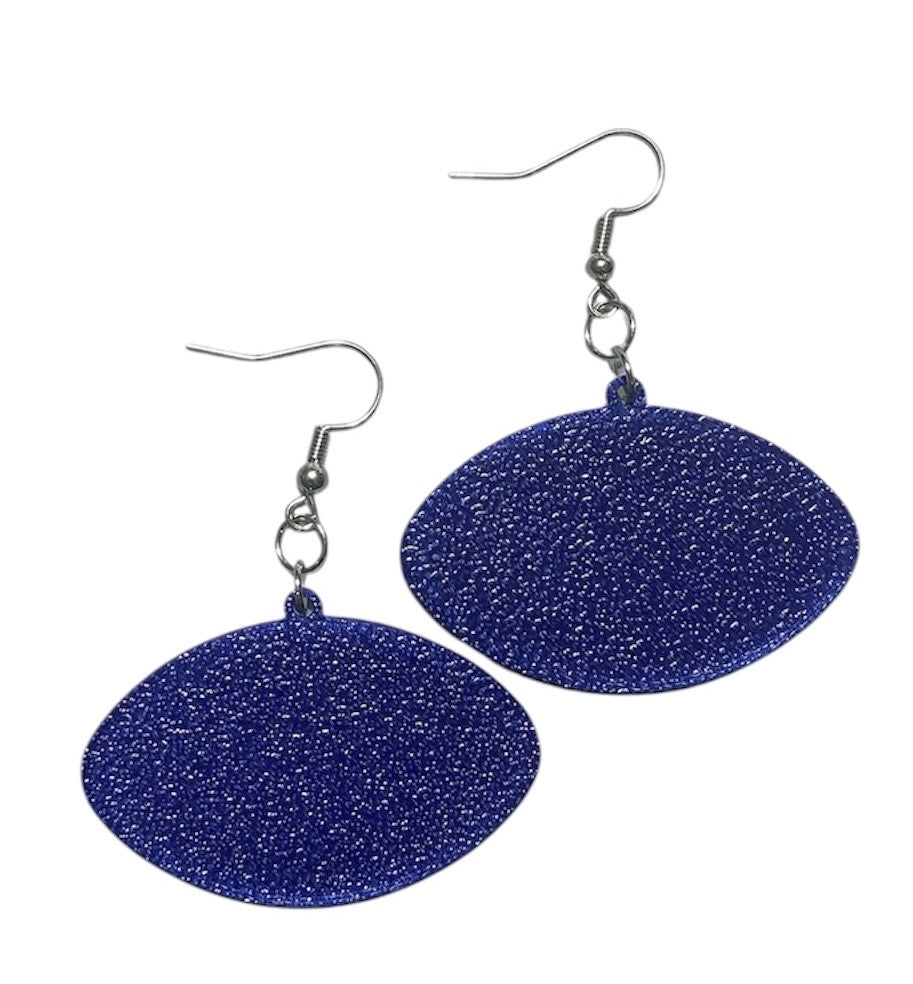 3D Printed Earrings - 1.2" x 1.75" - JSU - White over Navy