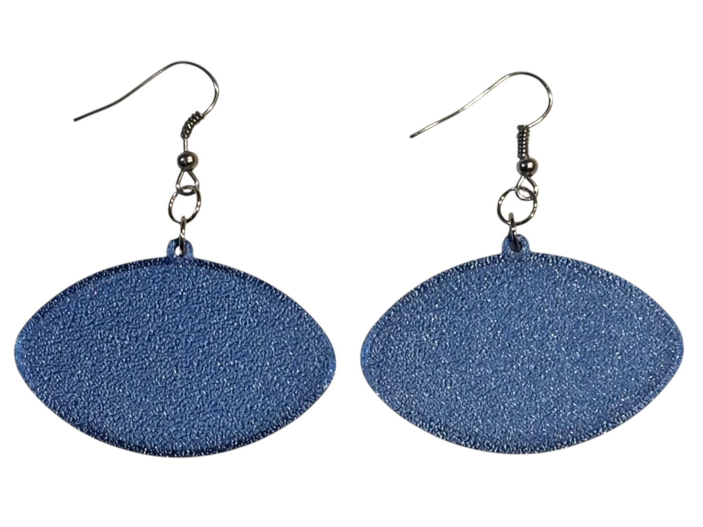 3D Printed Earrings - 1.2" x 1.75" Cowboys - Silver over Blue