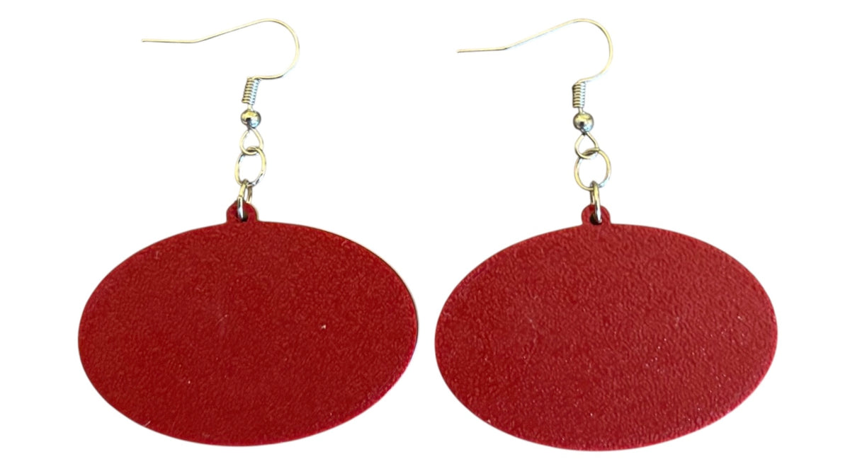 3D Printed Earrings - 1.75" x 1.26" - Delta Sigma Theta - Cream over Crimson