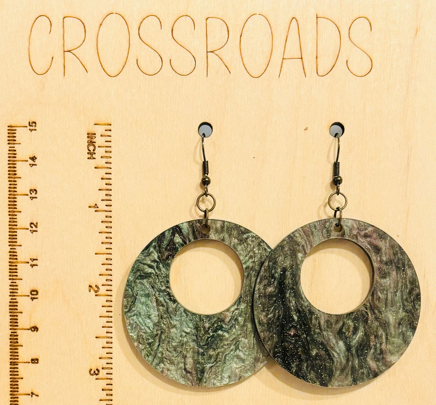 Offset Circle Earrings - Acrylic - Deep Galaxy