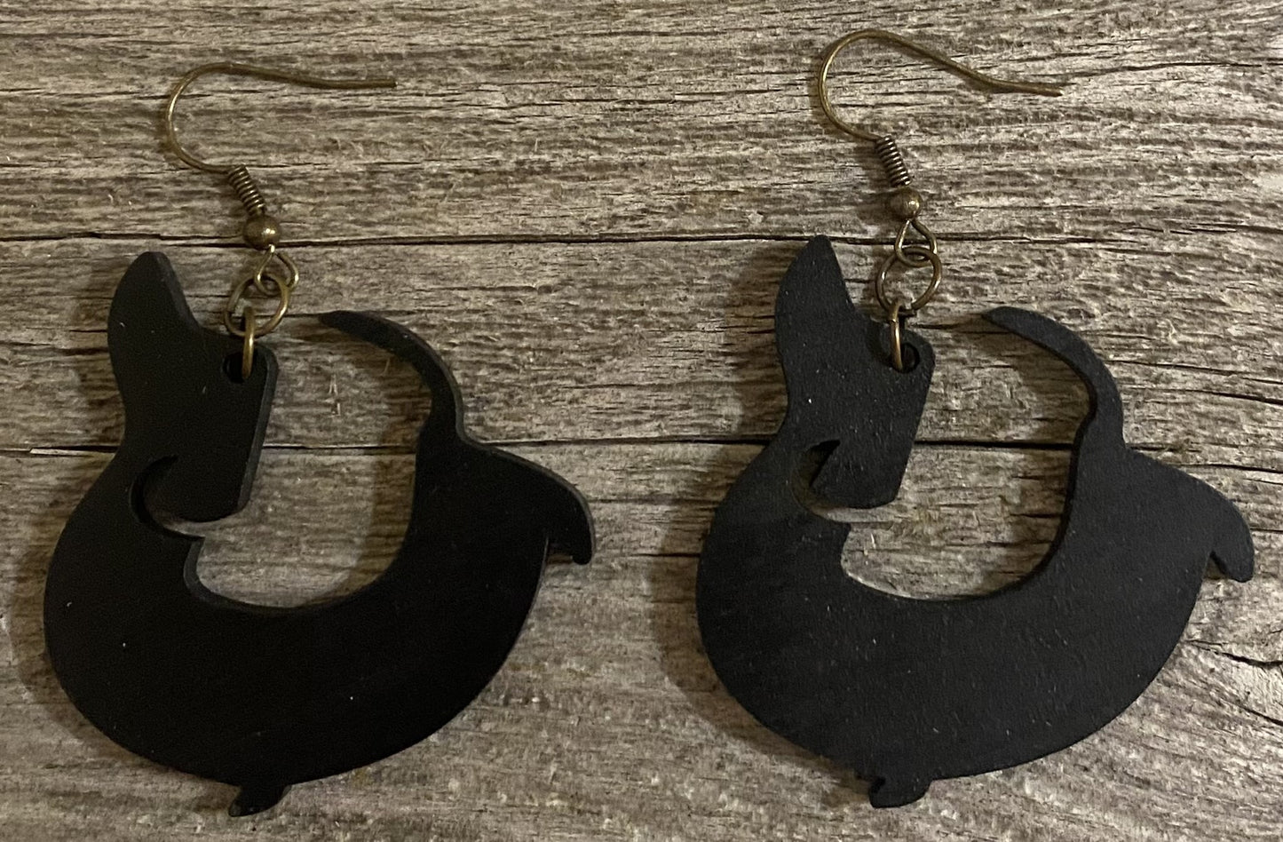 Dachshund Wood Earrings, Black