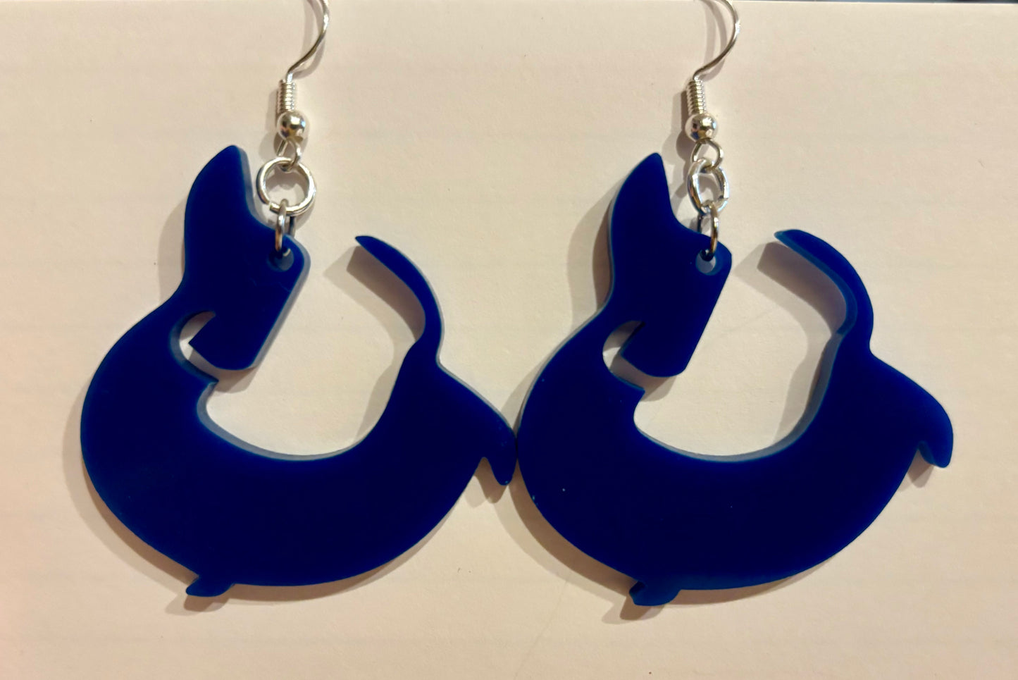 Dachshund Earrings, Acrylic Blue