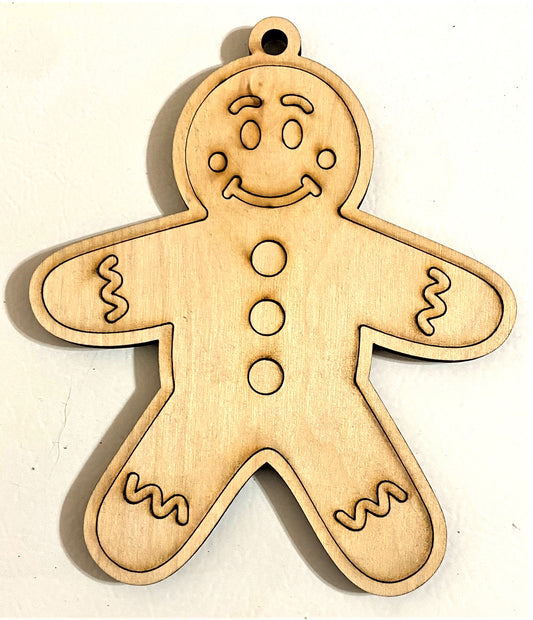 Ready to Paint Shape - 1/8" Birch - Gingerbread Man - S004