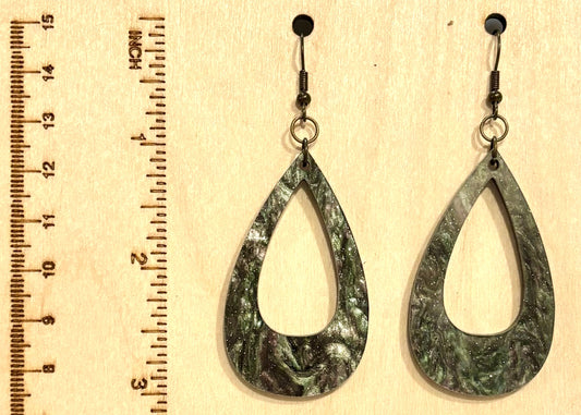 Offset Teardrop Acrylic Earrings, Deep Galaxy