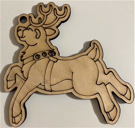 Ready to Paint Shape - 1/8" Birch - Reindeer 2 - S007