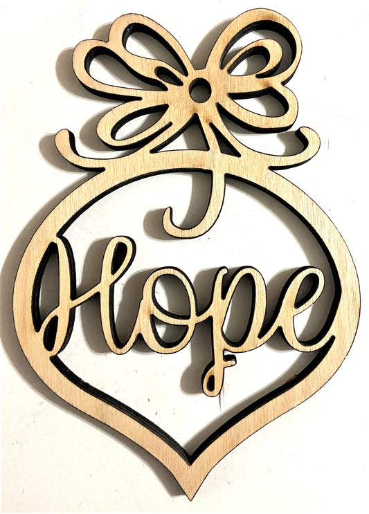 Ready to Paint Plywood Shape - Hope Ornament - S012