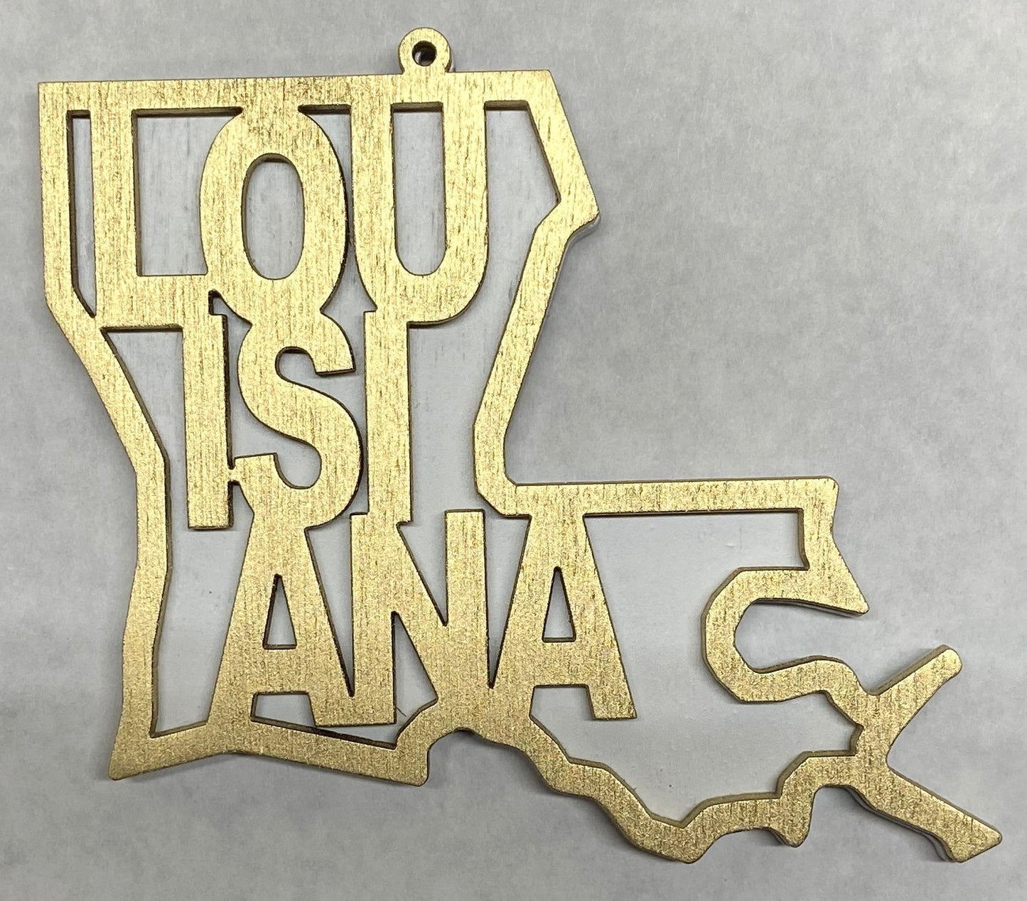 Louisiana Wood Ornament - Gold over White