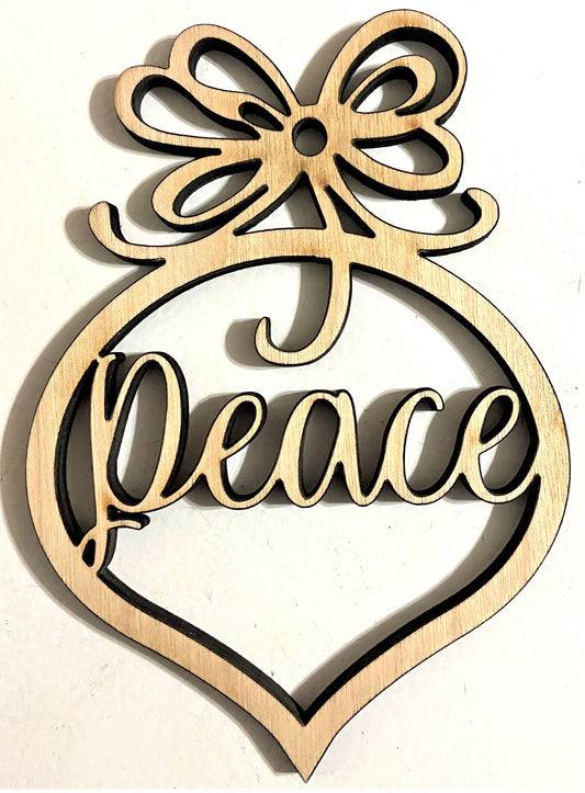 Ready to Paint Plywood Shape - Peace Ornament - S013
