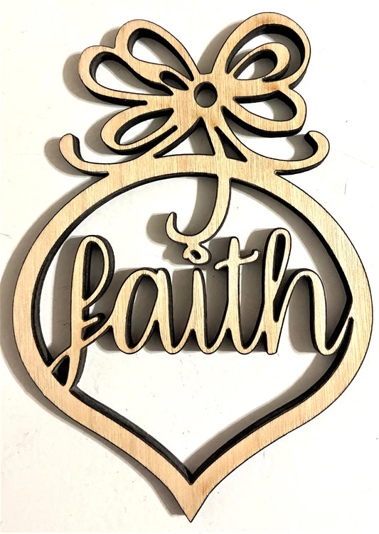 Ready to Paint Plywood Shape - Faith Ornament - S014