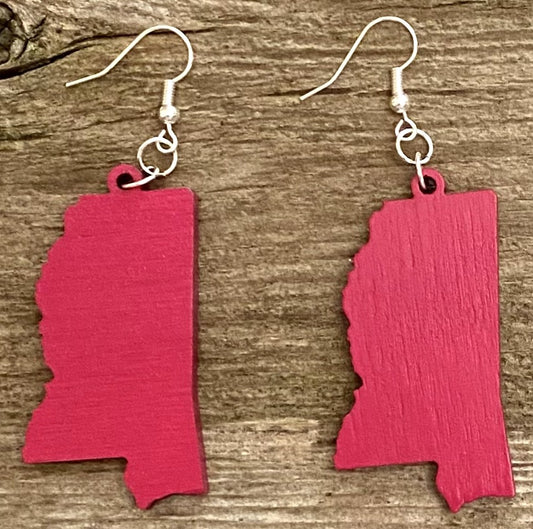 Mississippi Wood Earrings, Magenta