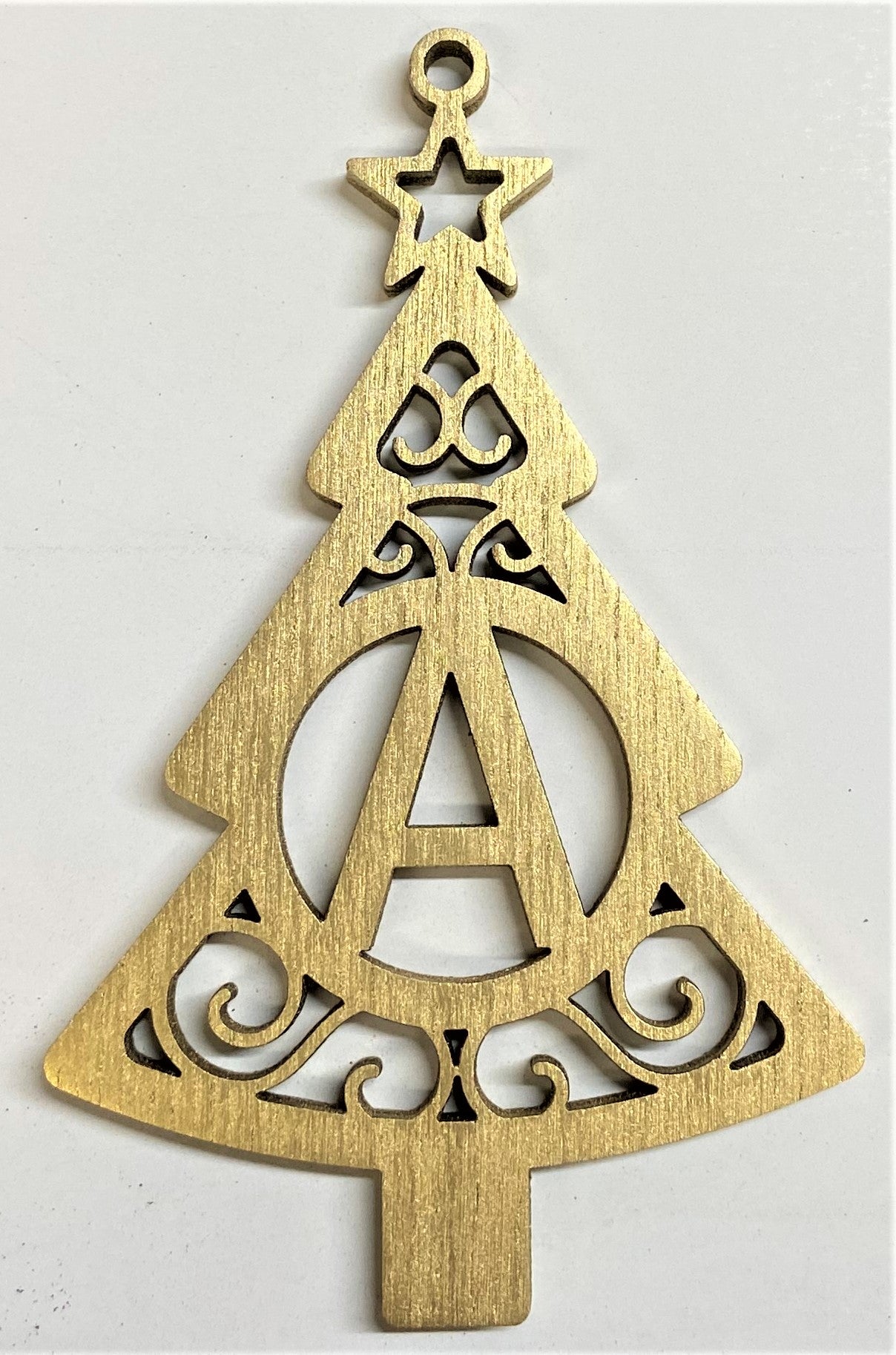 4" Monogram Christmas Tree Ornament A- Gold