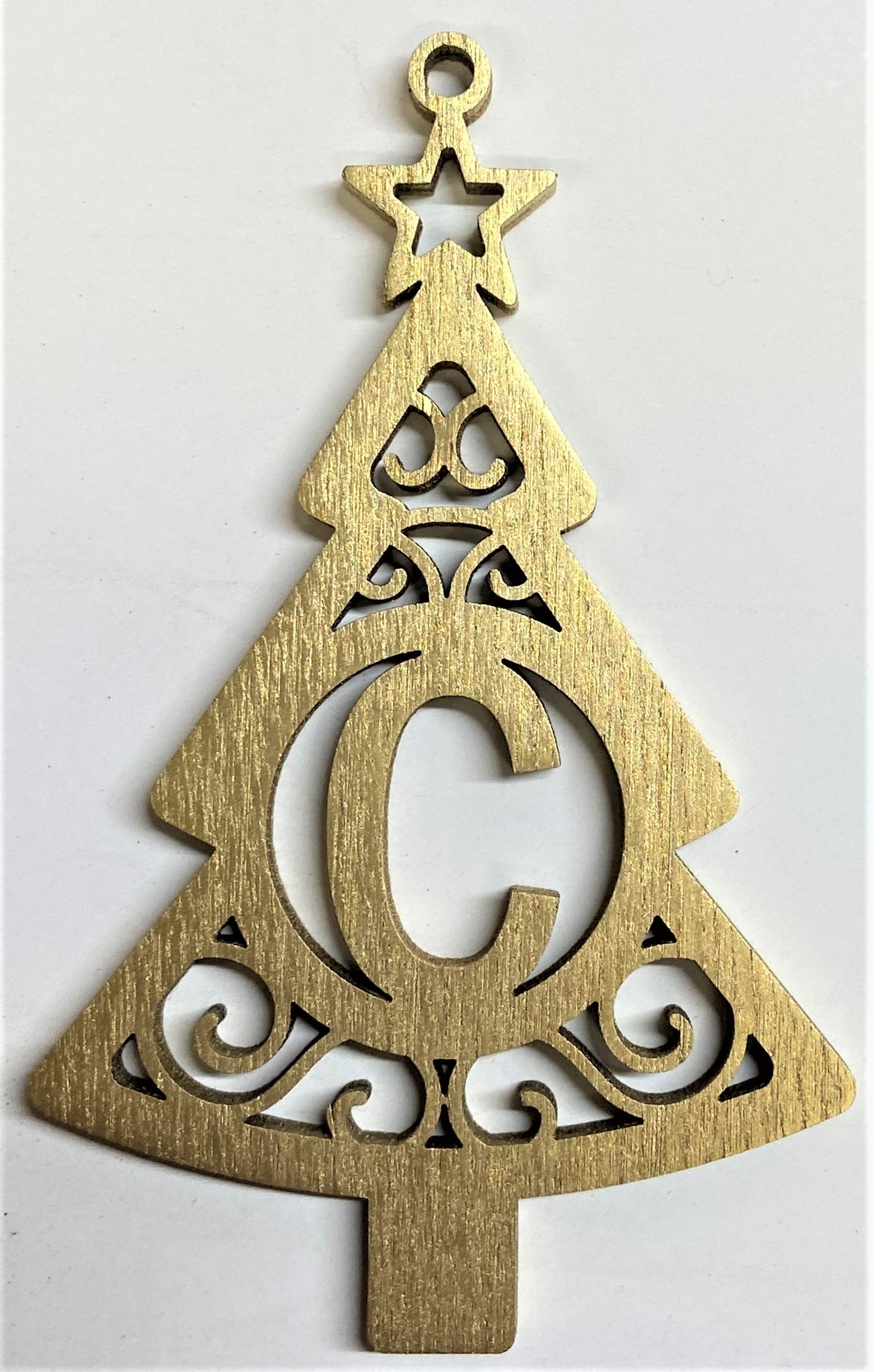 4" Monogram Christmas Tree Ornament C- Gold