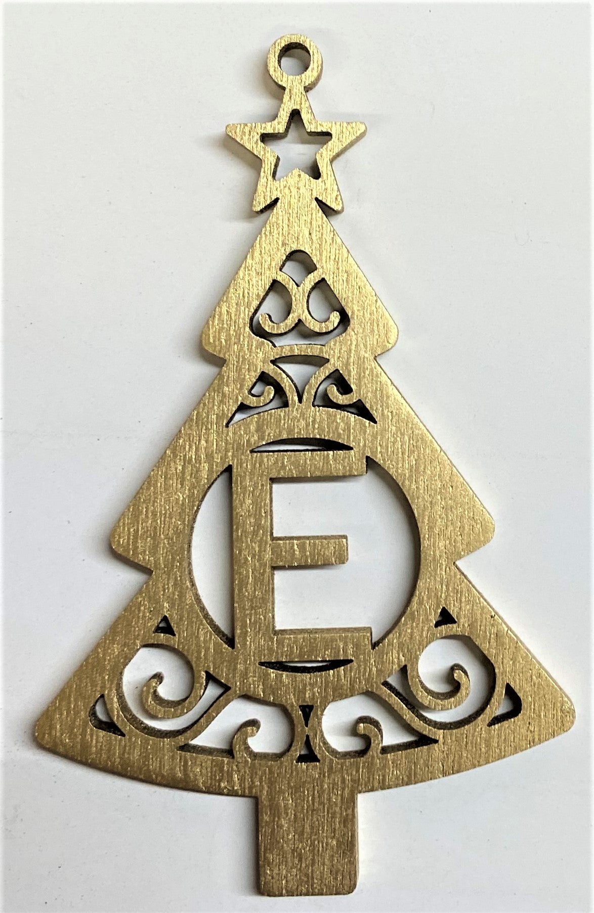 4" Monogram Christmas Tree Ornament E- Gold