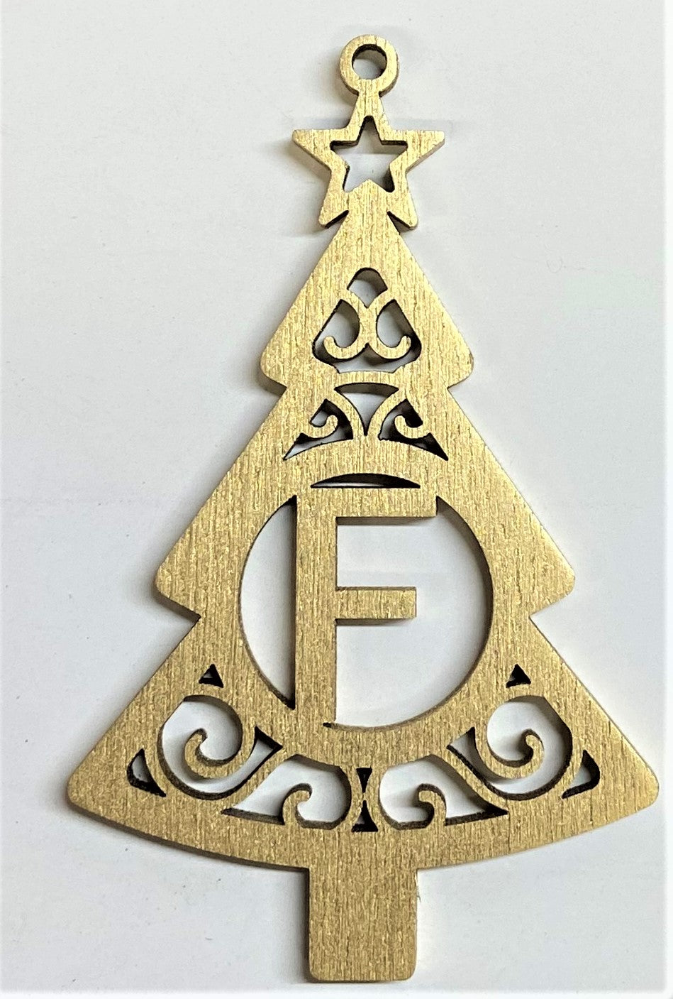 4" Monogram Christmas Tree Ornament F- Gold