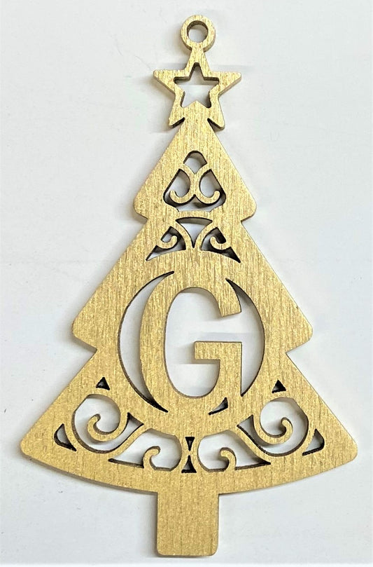 4" Monogram Christmas Tree Ornament G- Gold