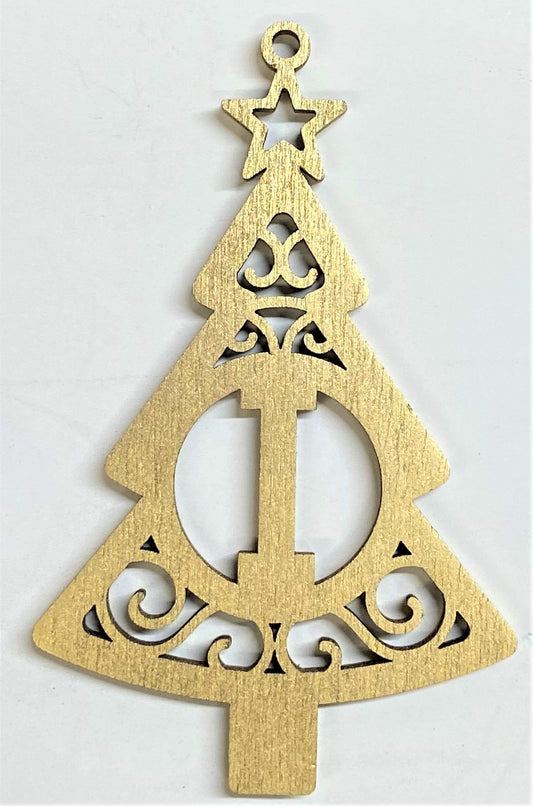 4" Monogram Christmas Tree Ornament I- Gold