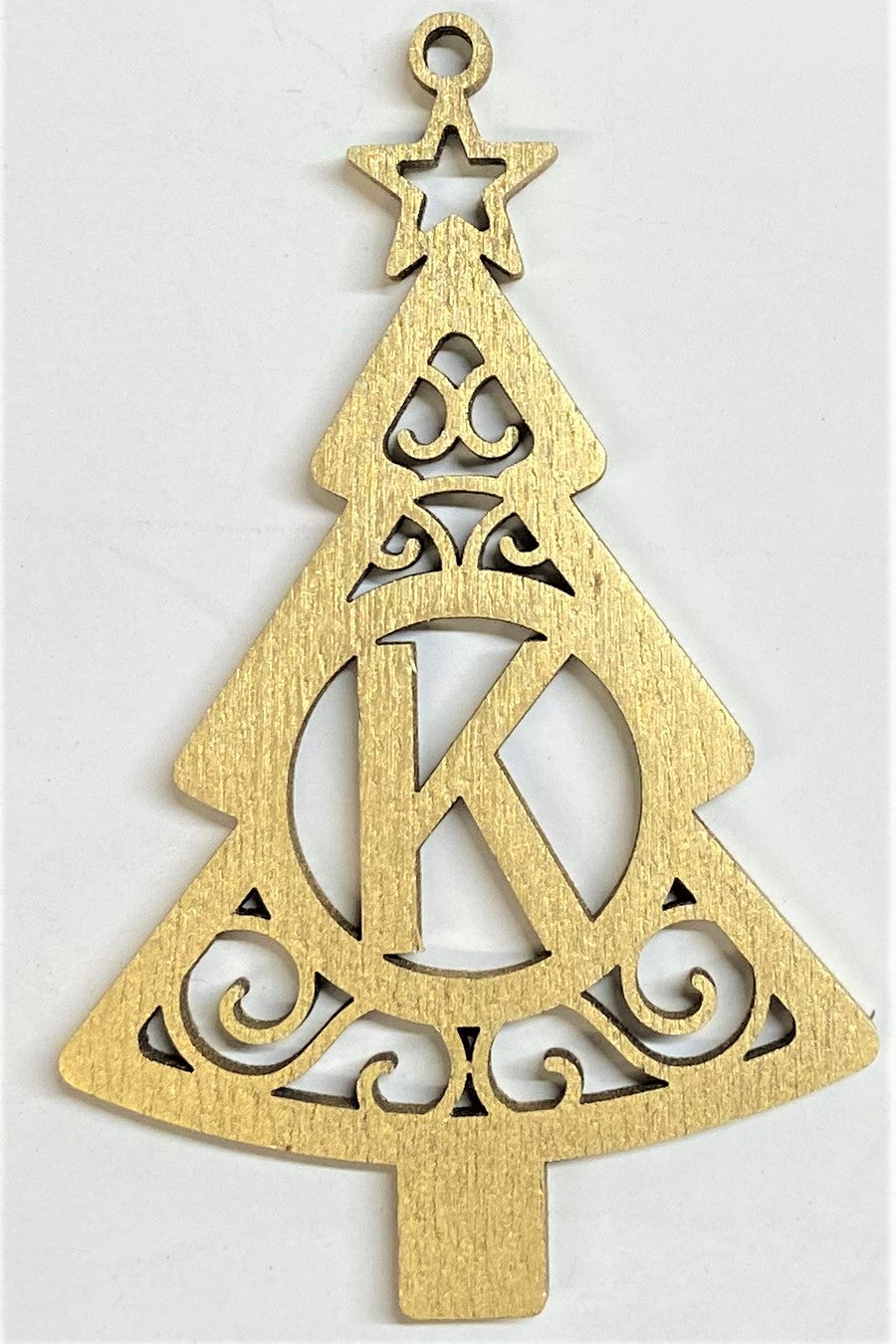 4" Monogram Christmas Tree Ornament K- Gold