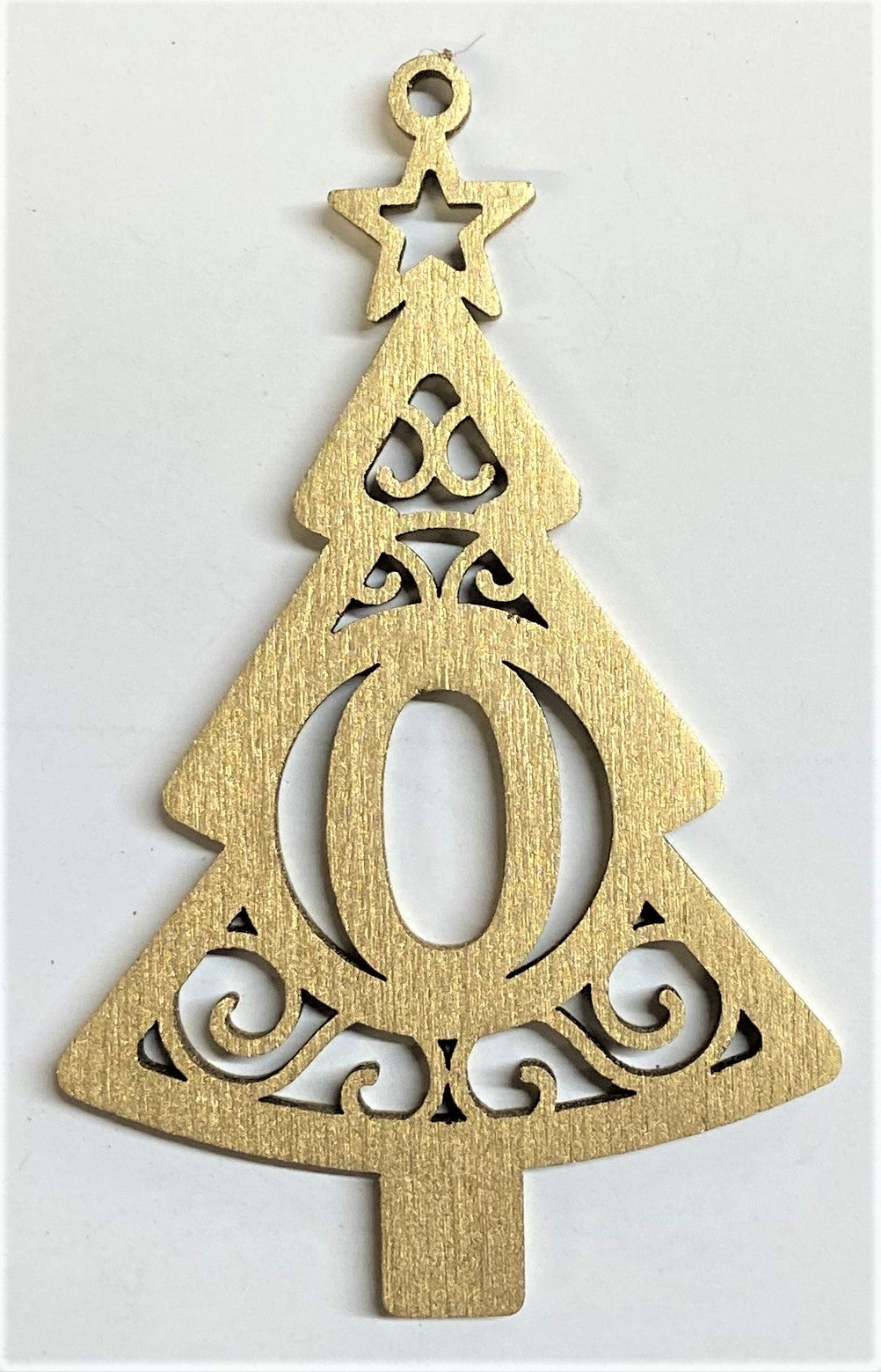 4" Monogram Christmas Tree Ornament O- Gold