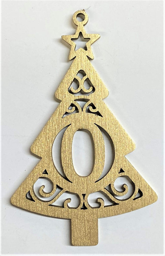 4" Monogram Christmas Tree Ornament O- Gold