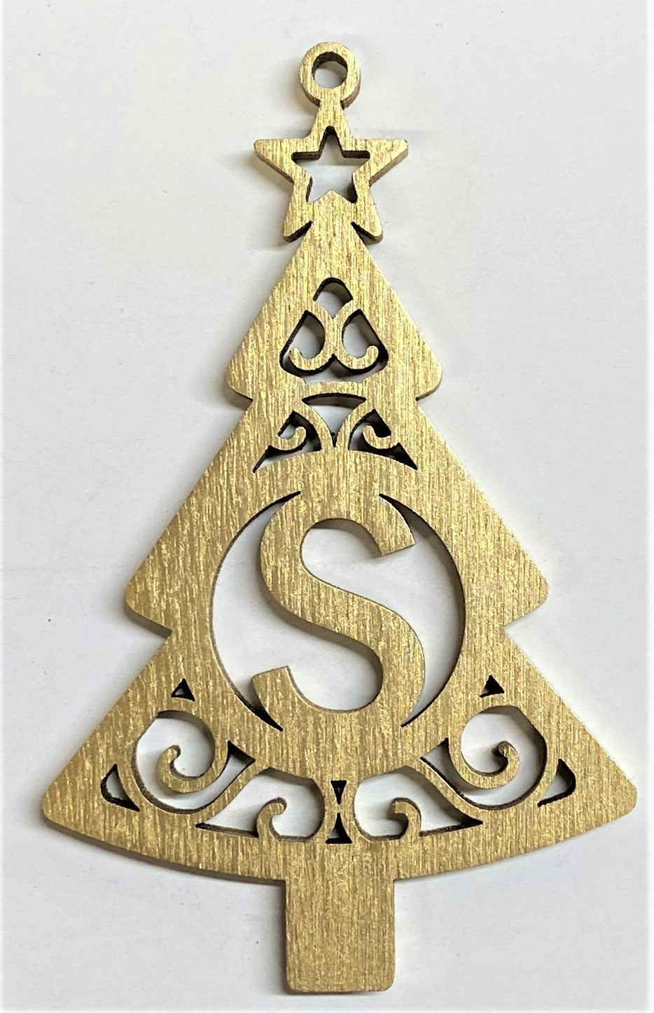 4" Monogram Christmas Tree Ornament S- Gold