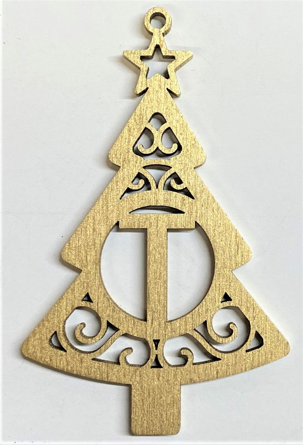 4" Monogram Christmas Tree Ornament T- Gold