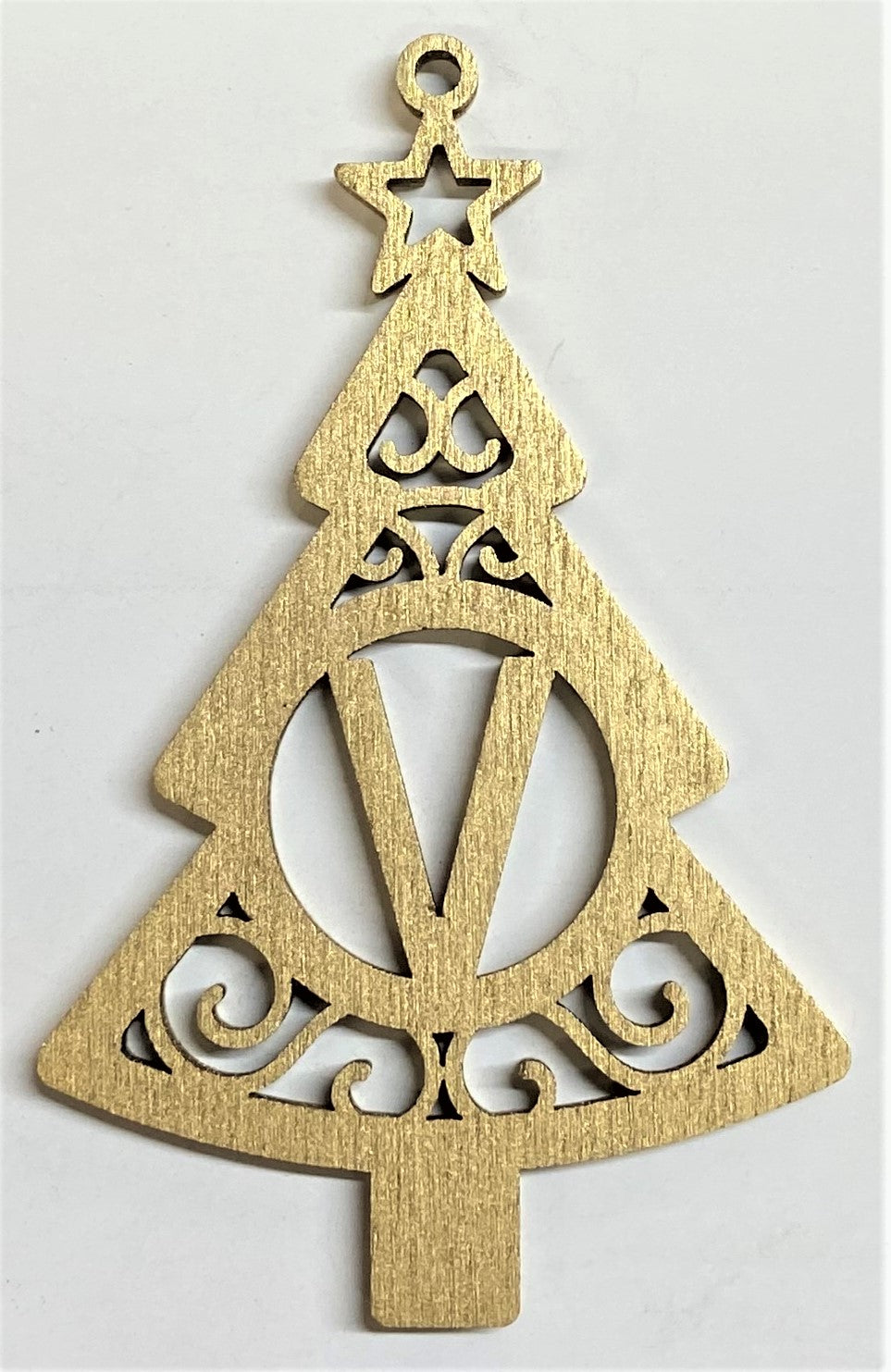 4" Monogram Christmas Tree Ornament V- Gold