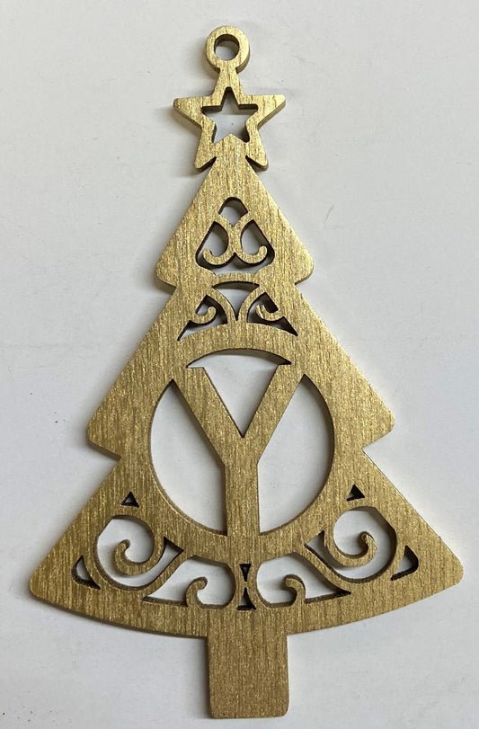 4" Monogram Christmas Tree Ornament Y - Gold