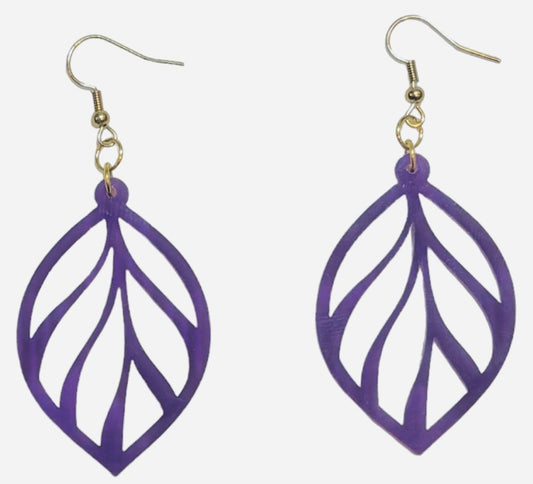 Leaf Acrylic Earrings, Translucent Violet