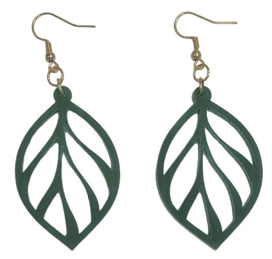 Leaf Acrylic Earrings, Translucent Green