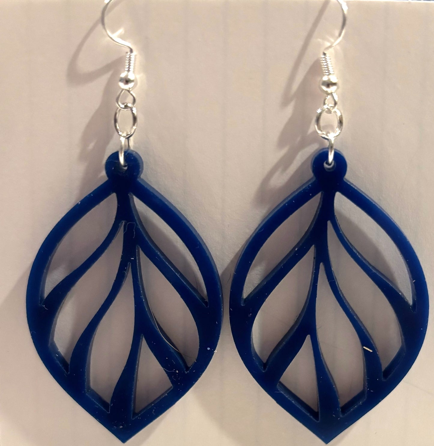 Leaf Acrylic Earrings, Translucent Blue