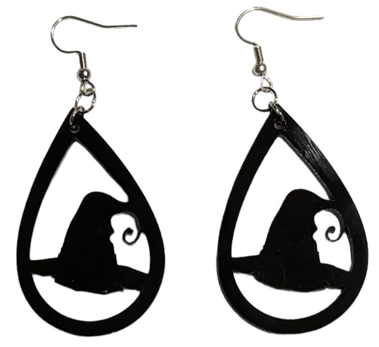 Witches Hat Teardrop Acrylic Earrings, Black