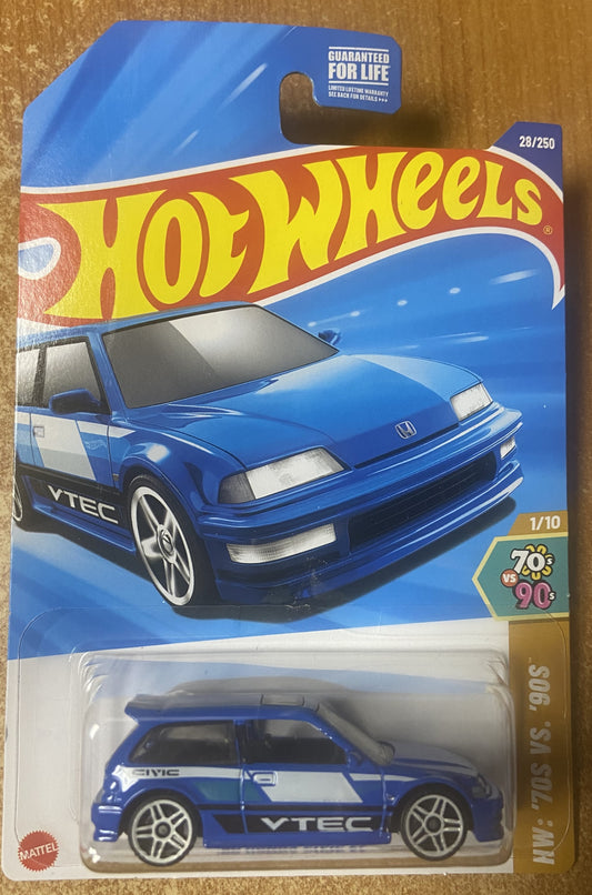 2025 Hot Wheels #28 90 Honda Civic EF BLUE