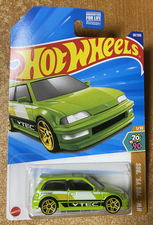 2025 Hot Wheels #28 90 Honda Civic EF Green
