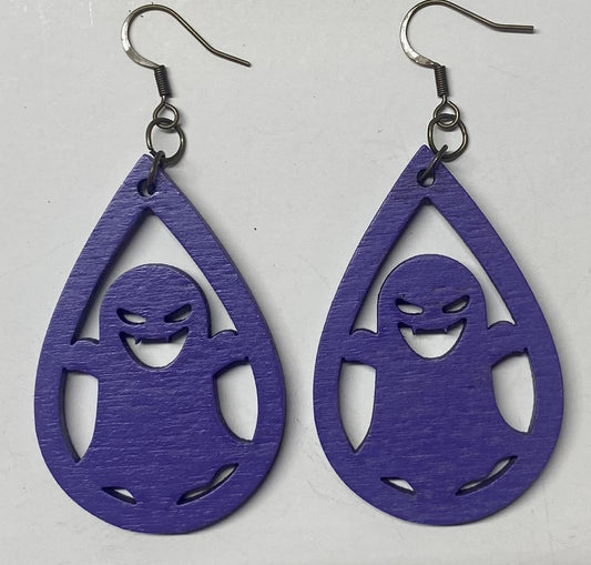 Goblin Teardrop Wood Earrings, Grape