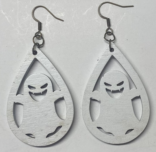 Goblin Teardrop Wood Earrings, White