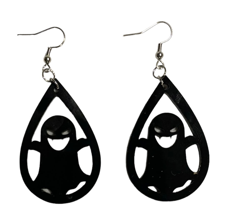 Goblin Teardrop Acrylic Earrings, Black