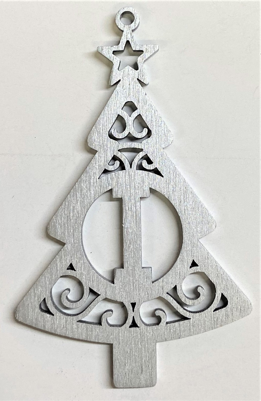 4" Monogram Christmas Tree Ornament I- Silver