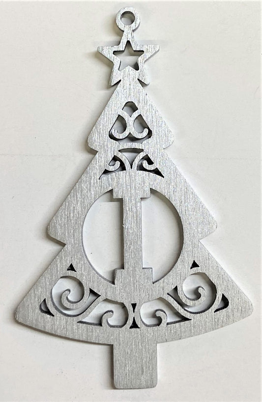 4" Monogram Christmas Tree Ornament I- Silver