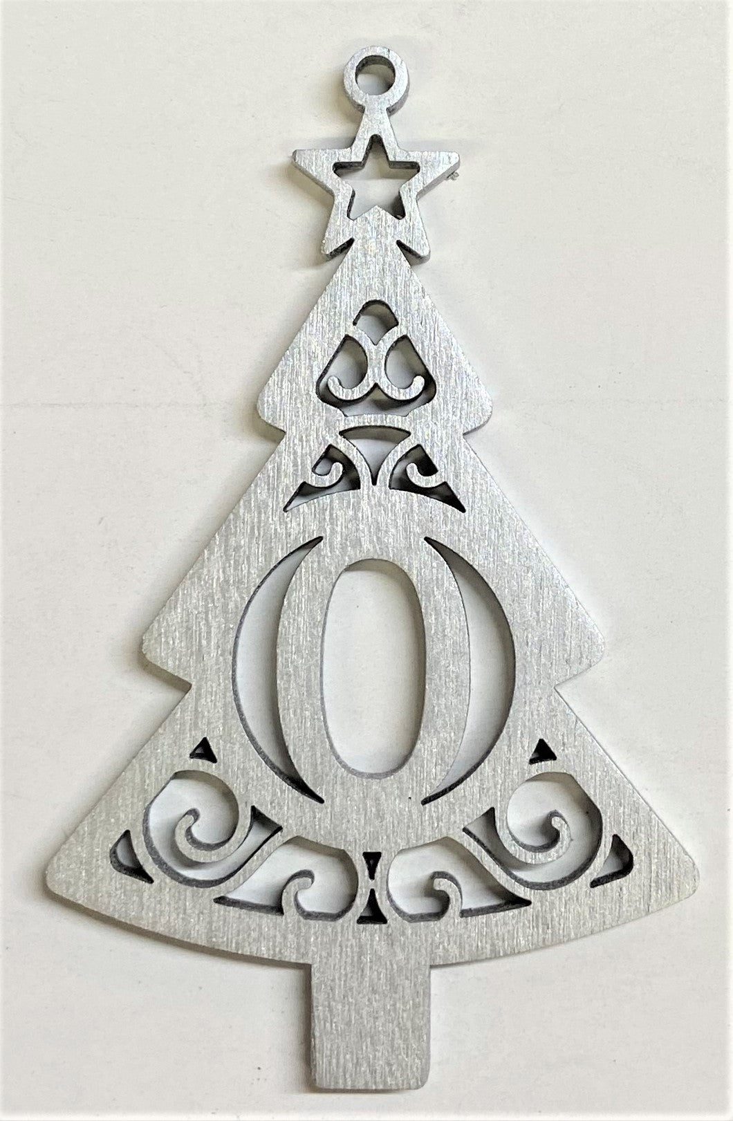 4" Monogram Christmas Tree Ornament O- Silver